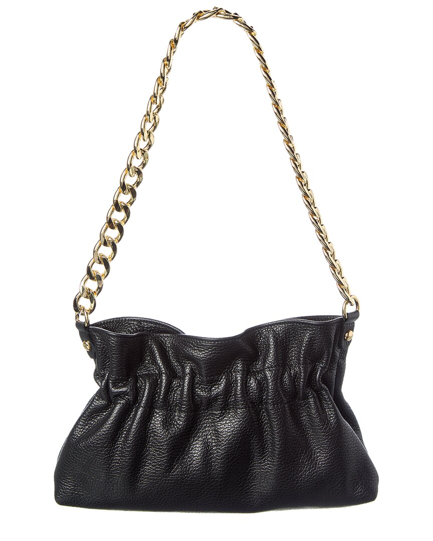 Italian Leather Pouchette Shoulder Bag In Black
