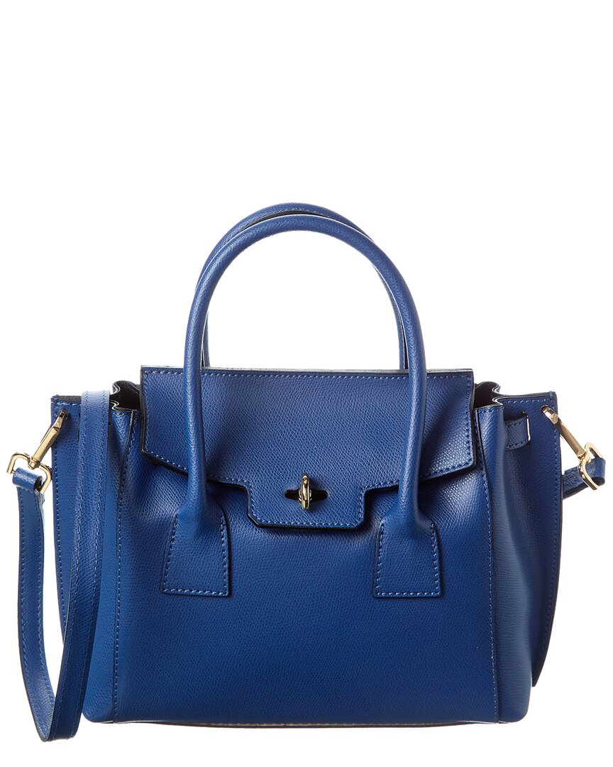 Italian Leather Top Handle Leather Satchel In Blue