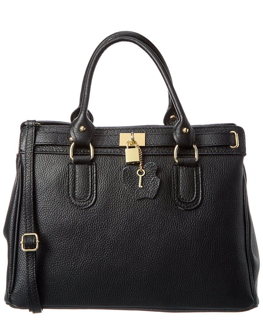 Italian Leather Satchel In Black