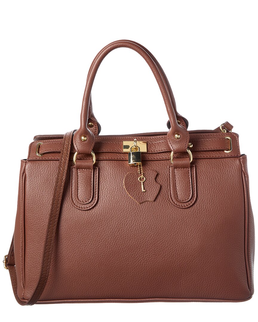 Italian Leather Satchel In Brown