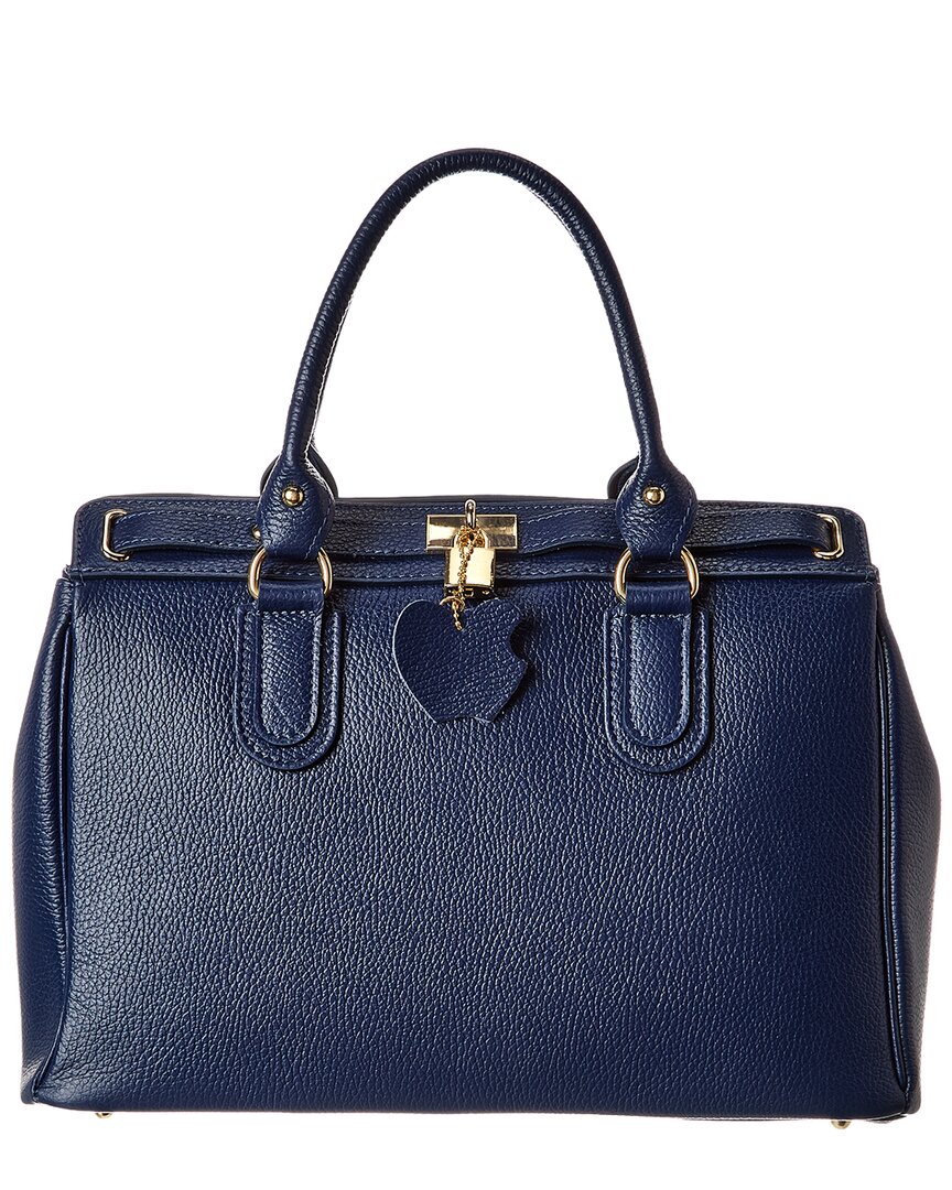 Italian Leather Satchel In Blue