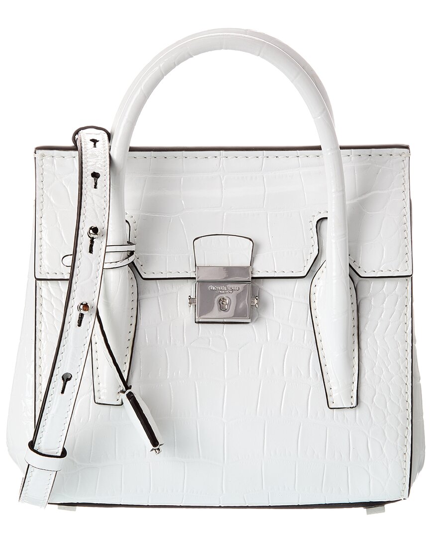 Michael Kors Collection Campbell Mini Croc-embossed Leather Satchel In White