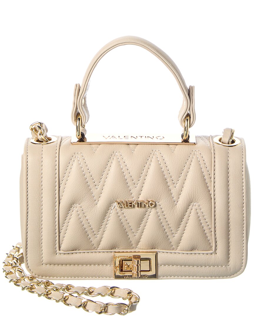 Valentino By Mario Valentino Beatriz Diamond Leather Shoulder Bag In White