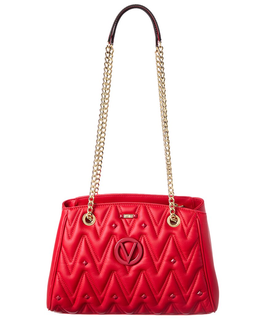 Valentino By Mario Valentino Angelina Diamond Leather Shoulder Bag In Red
