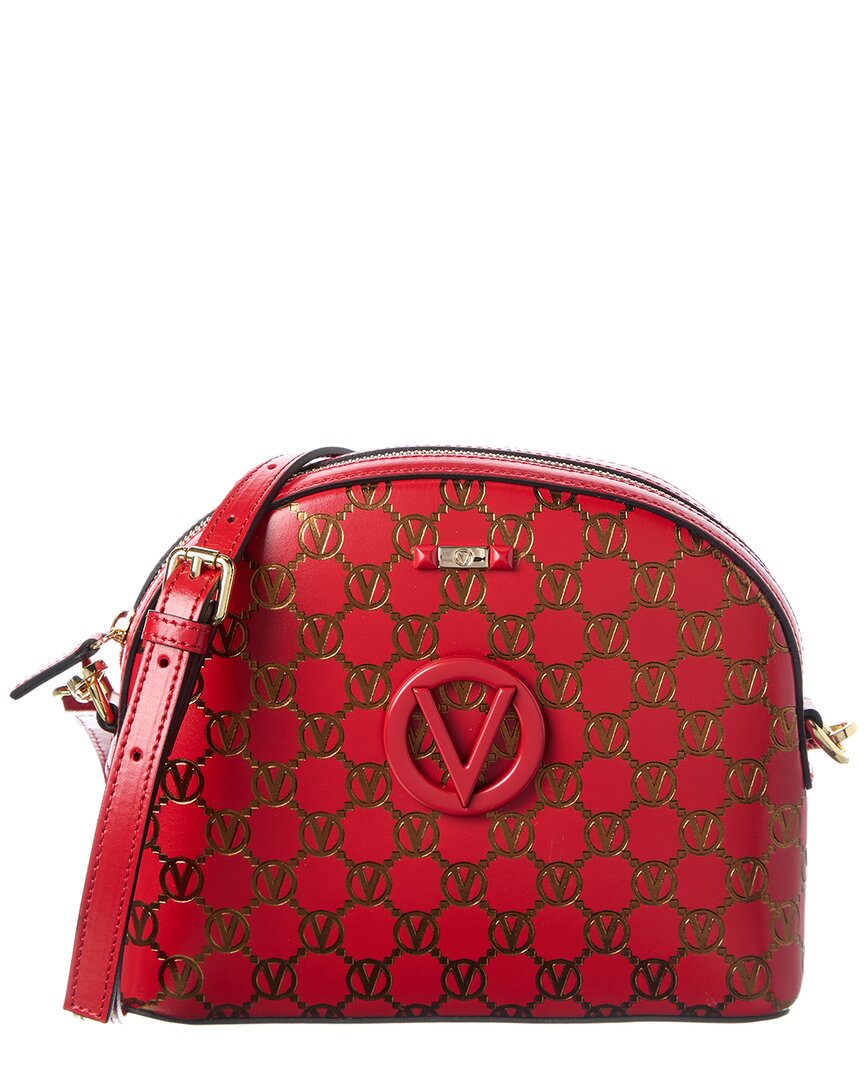Valentino By Mario Valentino Diana Monogram Leather Crossbody In Red