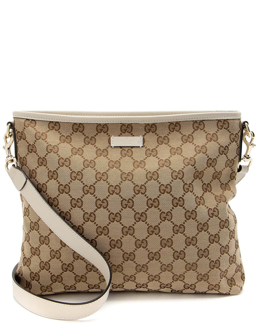 Gucci Brown Gg Canvas Classic Flat Medium Messenger (authentic Pre-loved)