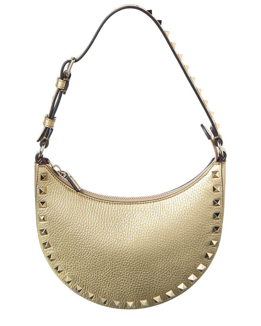 Valentino Rockstud Grainy Leather Hobo Bag In Neutral