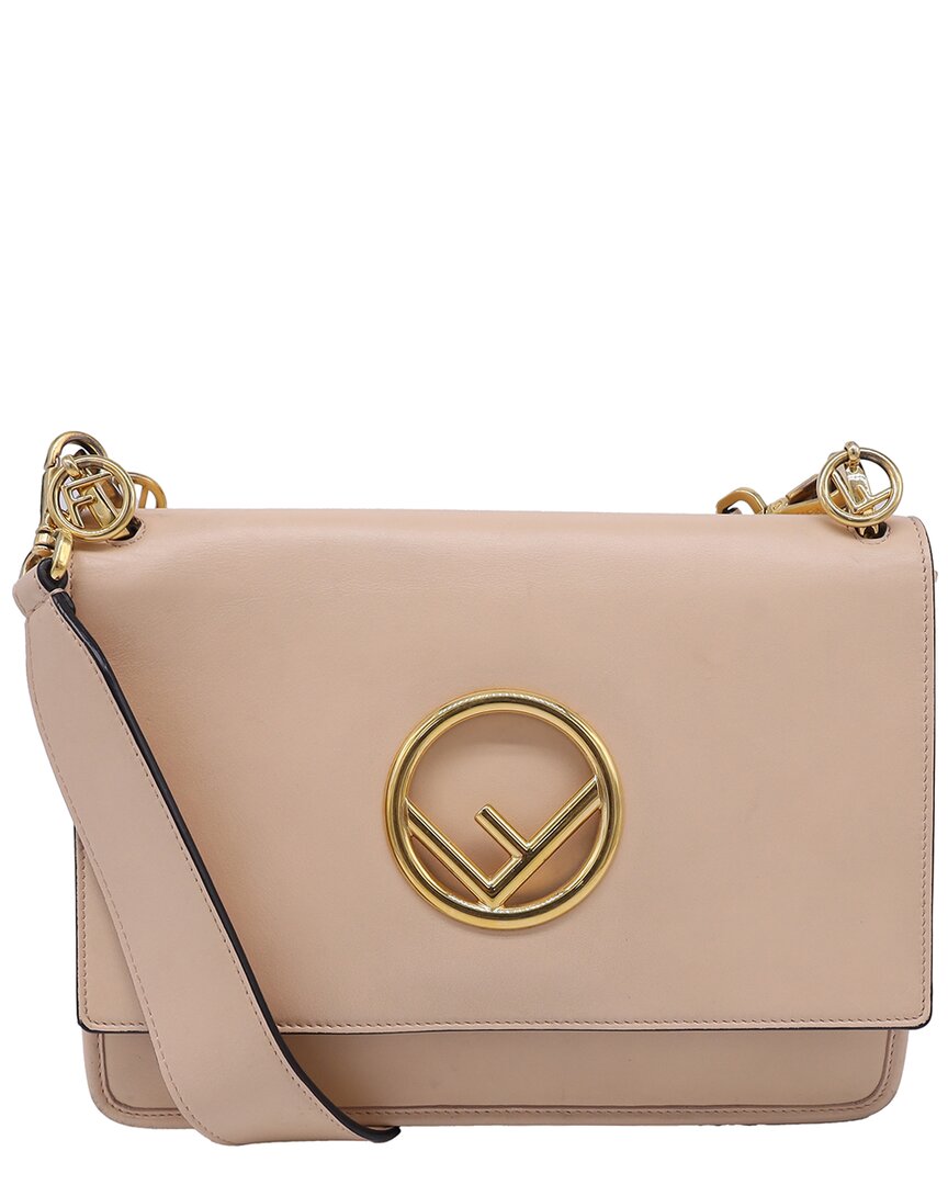 Fendi Nude Leather Medium Kan I Shoulder Bag (authentic Pre-loved) In Neutral