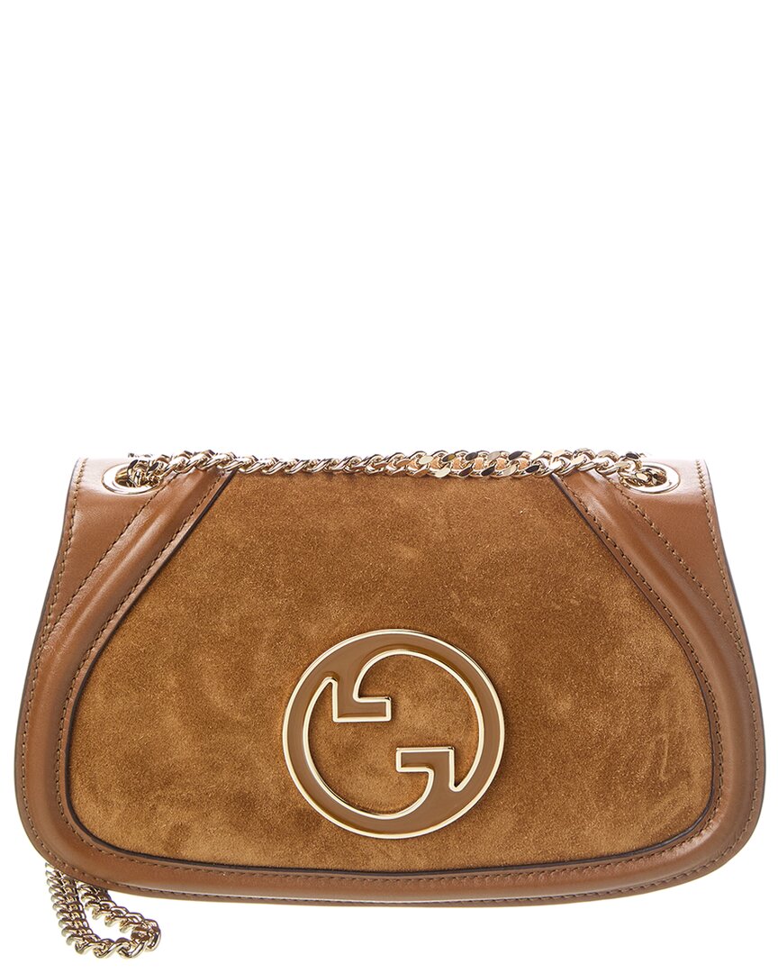 Gucci Women Medium Blondie Suede And Leather Shoulder Bag In Brown
