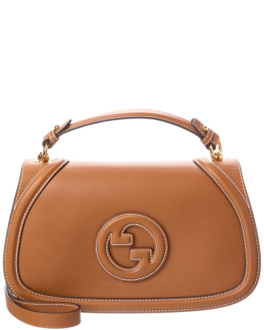Gucci Blondie Large Leather Top Handle Shoulder Bag In Brown