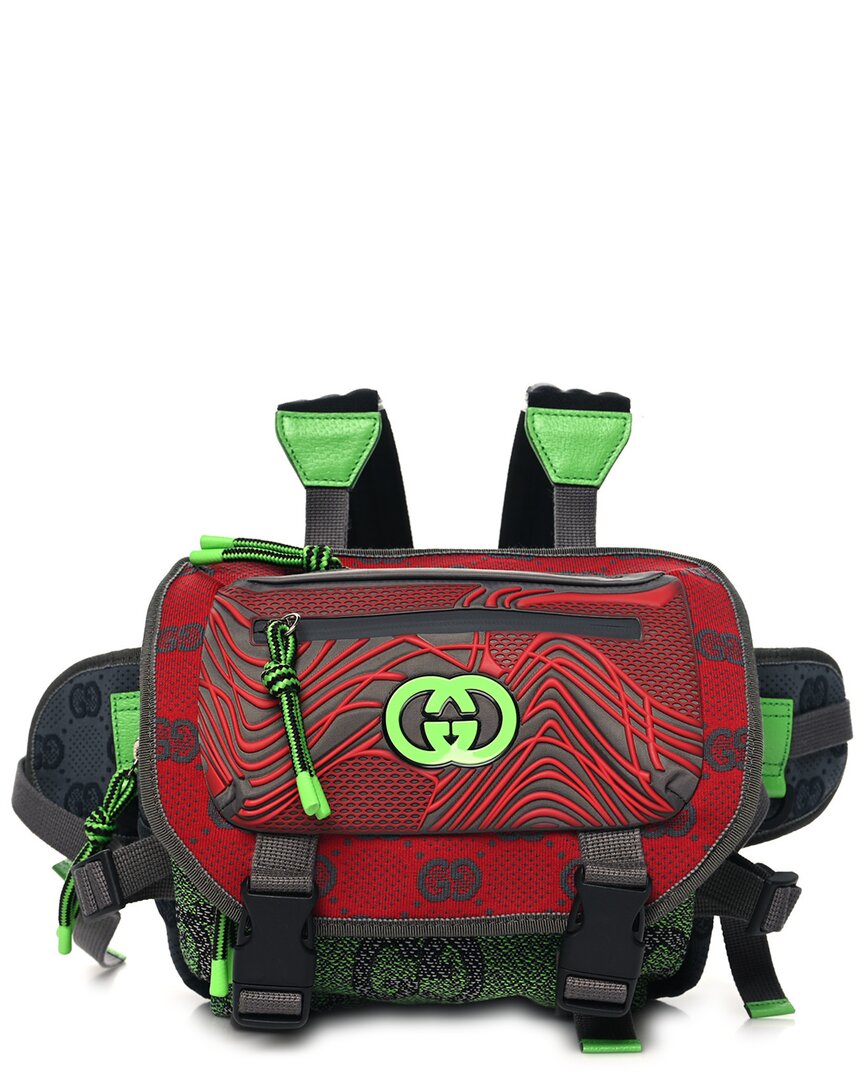 Gucci Multicolor Jersey Gg Leather Gg Monogram All Over Sporty Flap Backpack (authentic Pre-loved)