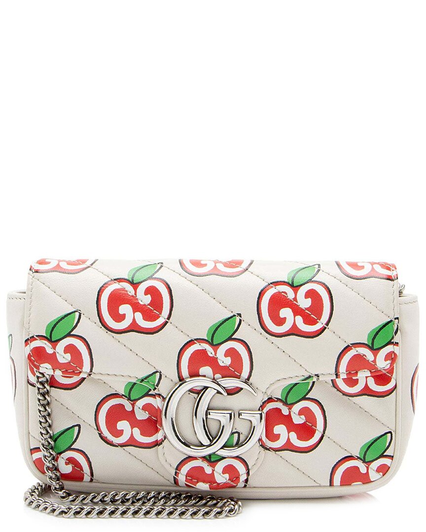 Gucci Red Matelasse Leather Apple Gg Marmont Mini Flap Bag (authentic Pre-  Loved)