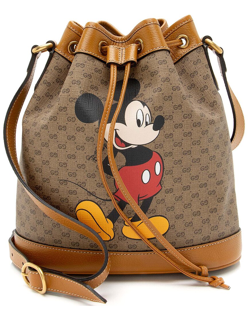 Gucci Beige Micro Gg Canvas X Disney Mickey Mouse Bucket Bag (authentic Pre-  Loved)