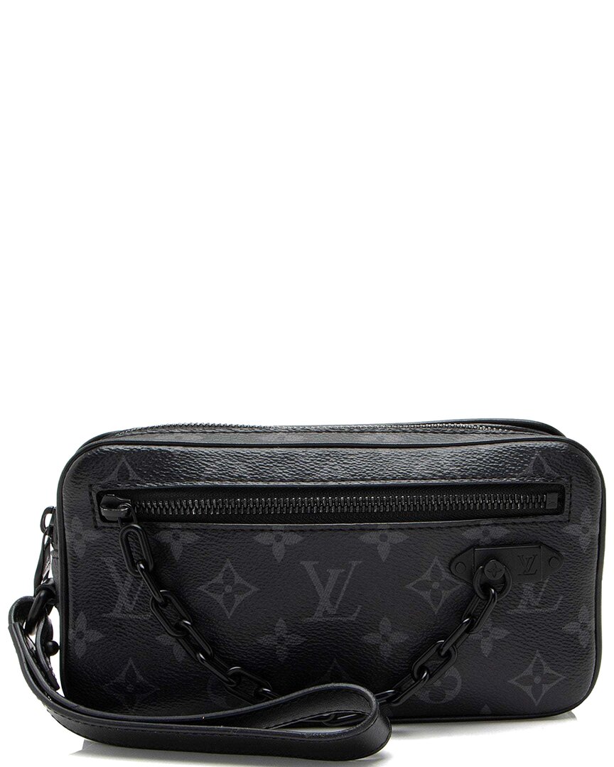 Pre-owned Louis Vuitton Black Monogram Eclipse Volga Pochette (authentic Pre-loved)