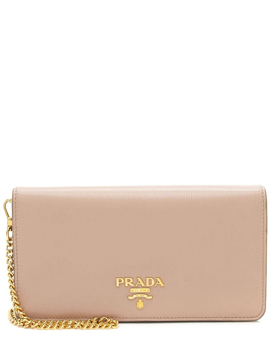Prada Beige Vitello Leather Move Chain Crossbody (authentic Pre-loved) In Neutral