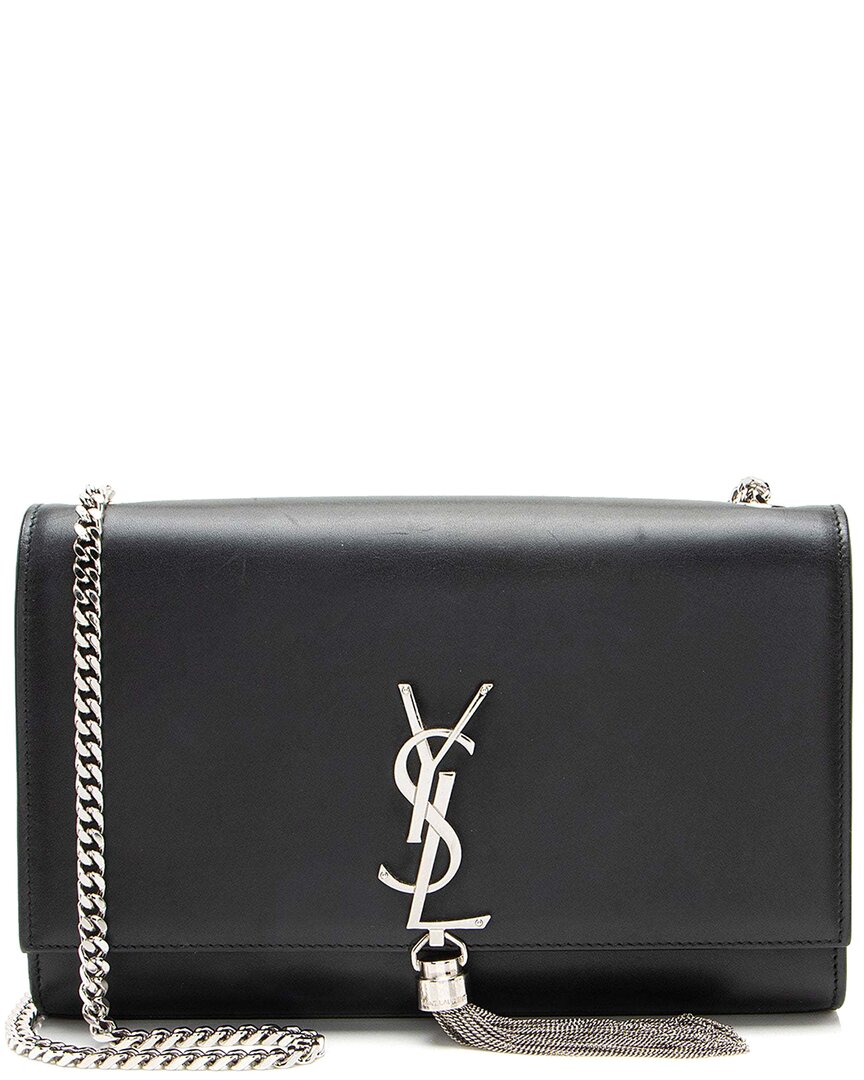 Saint Laurent Black Calfskin Monogram Kate Tassel Medium Shoulder Bag  (authentic Pre-loved) In Black