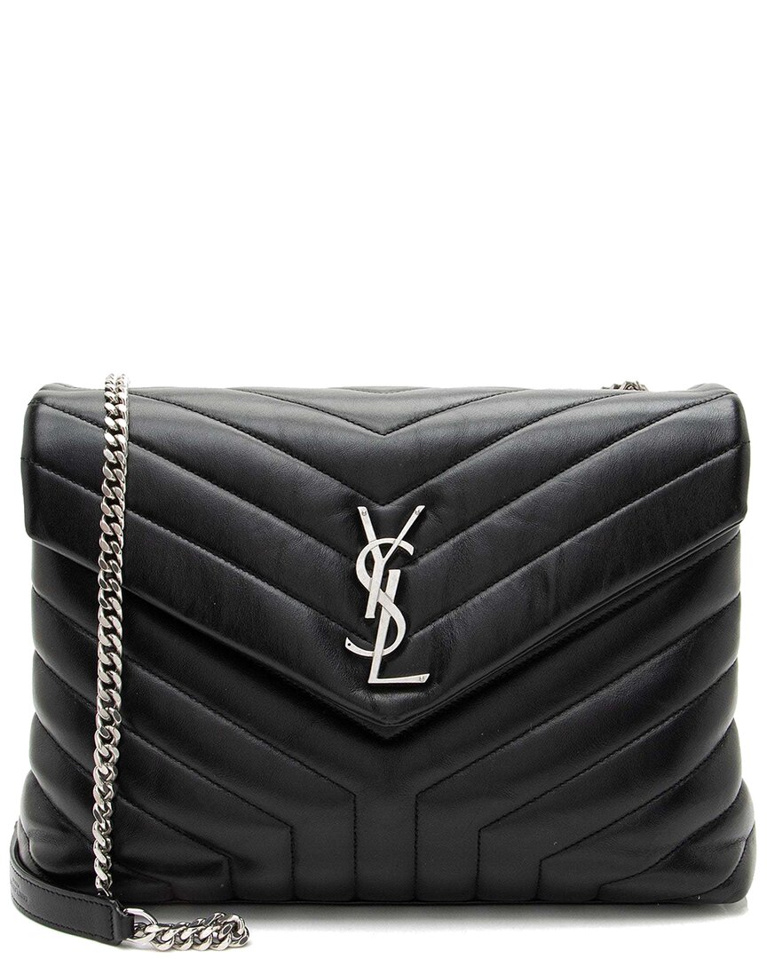 Saint Laurent Black Matelasse Calfskin Monogram Loulou Chain Medium Shoulder  Bag (authentic Pre-lov
