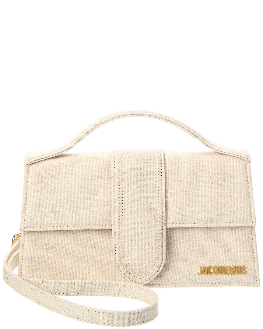 Jacquemus Le Grand Bambino Leather Top Handle Bag In Neutral