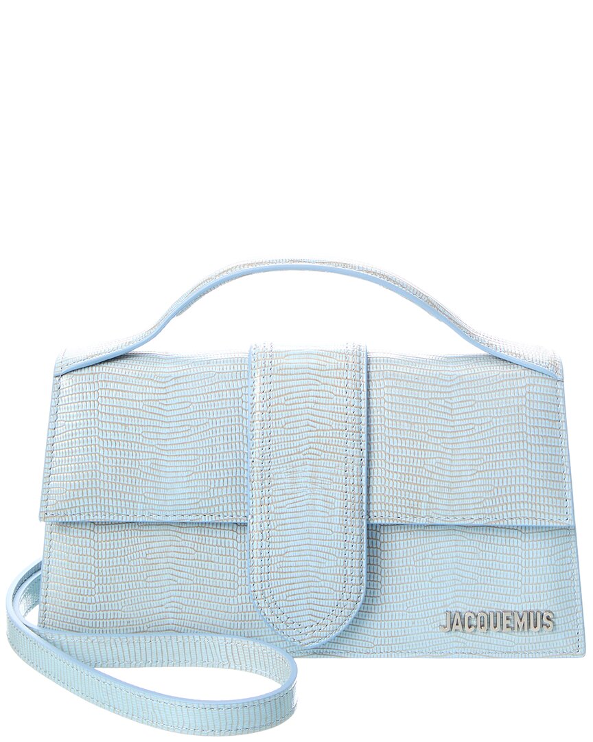 Jacquemus The Bambino Small Lizard-embossed Leather Shoulder Bag In Blue