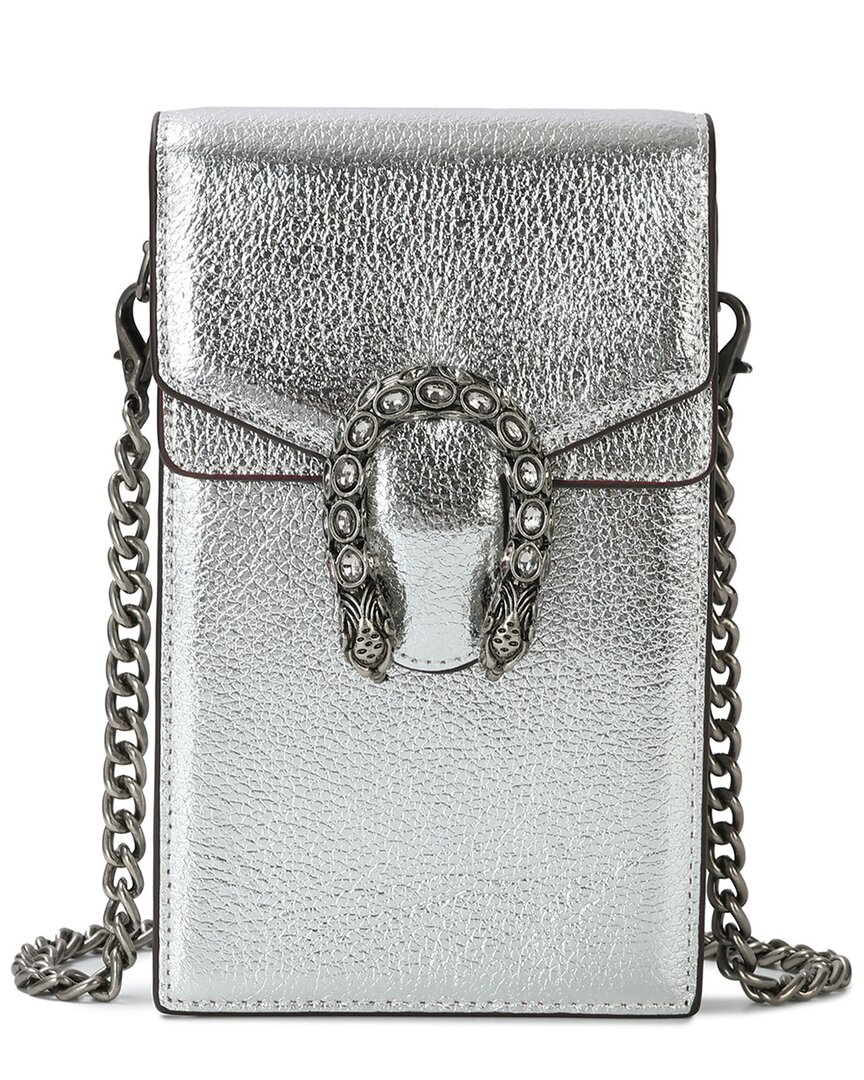 Tiffany & Fred Paris Full-grain Leather Crossbody In Silver