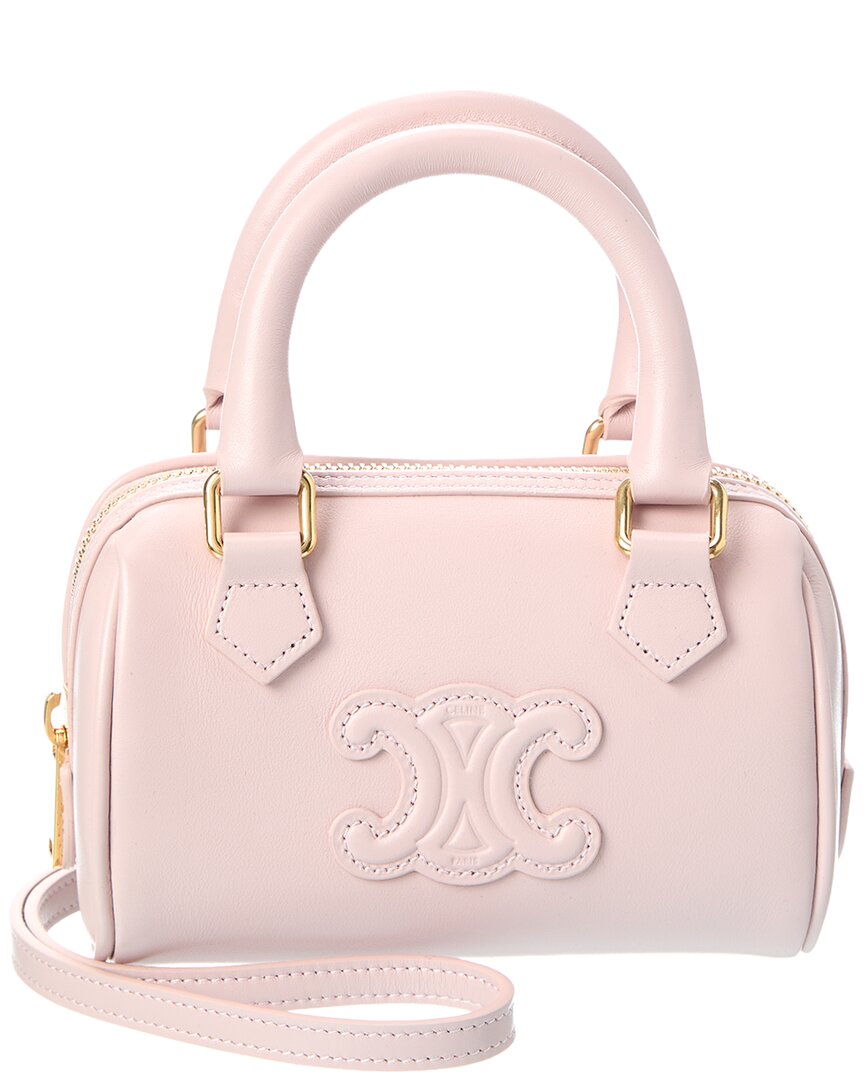 Celine Boston Mini Leather Shoulder Bag In Pink