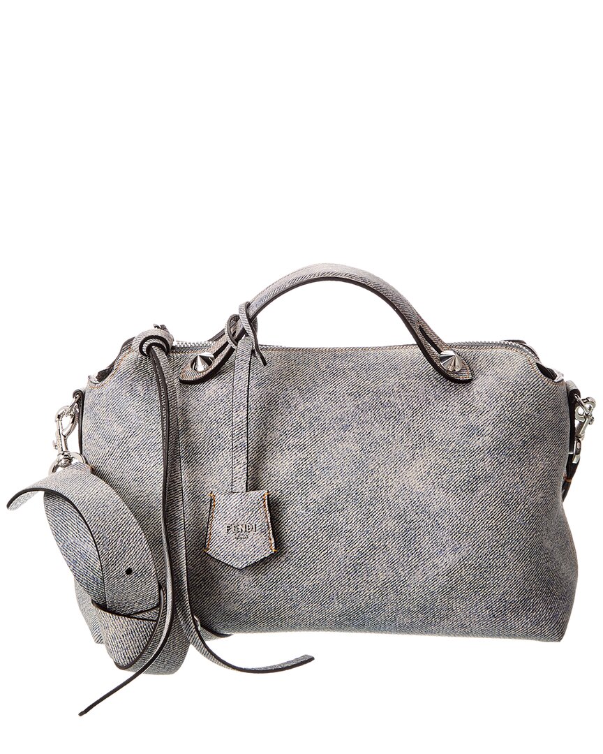 Fendi By The Way Soft Medium Denim-effect Leather Shoulder Bag In Gray