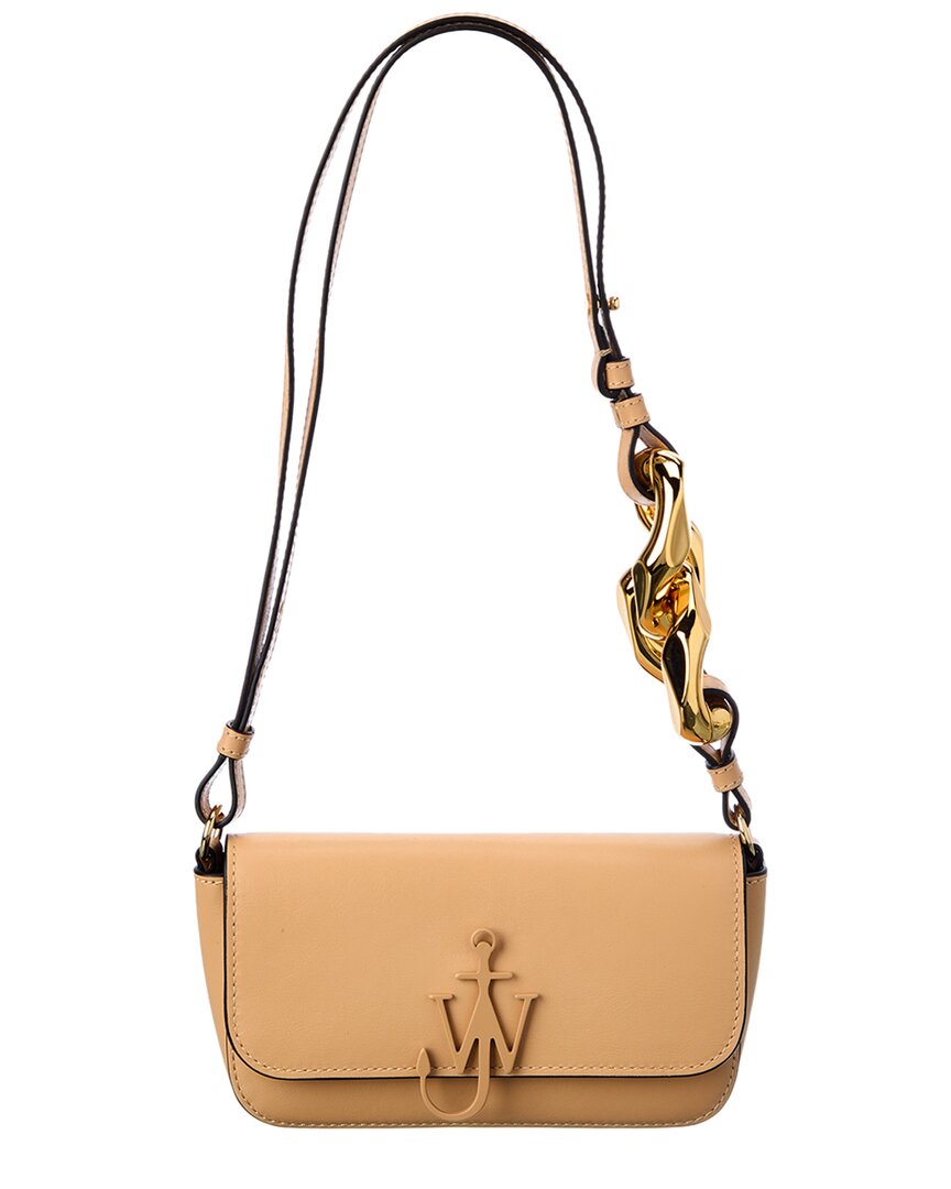 Jw Anderson Beige Leather Anchor Crossbody Bag In Brown