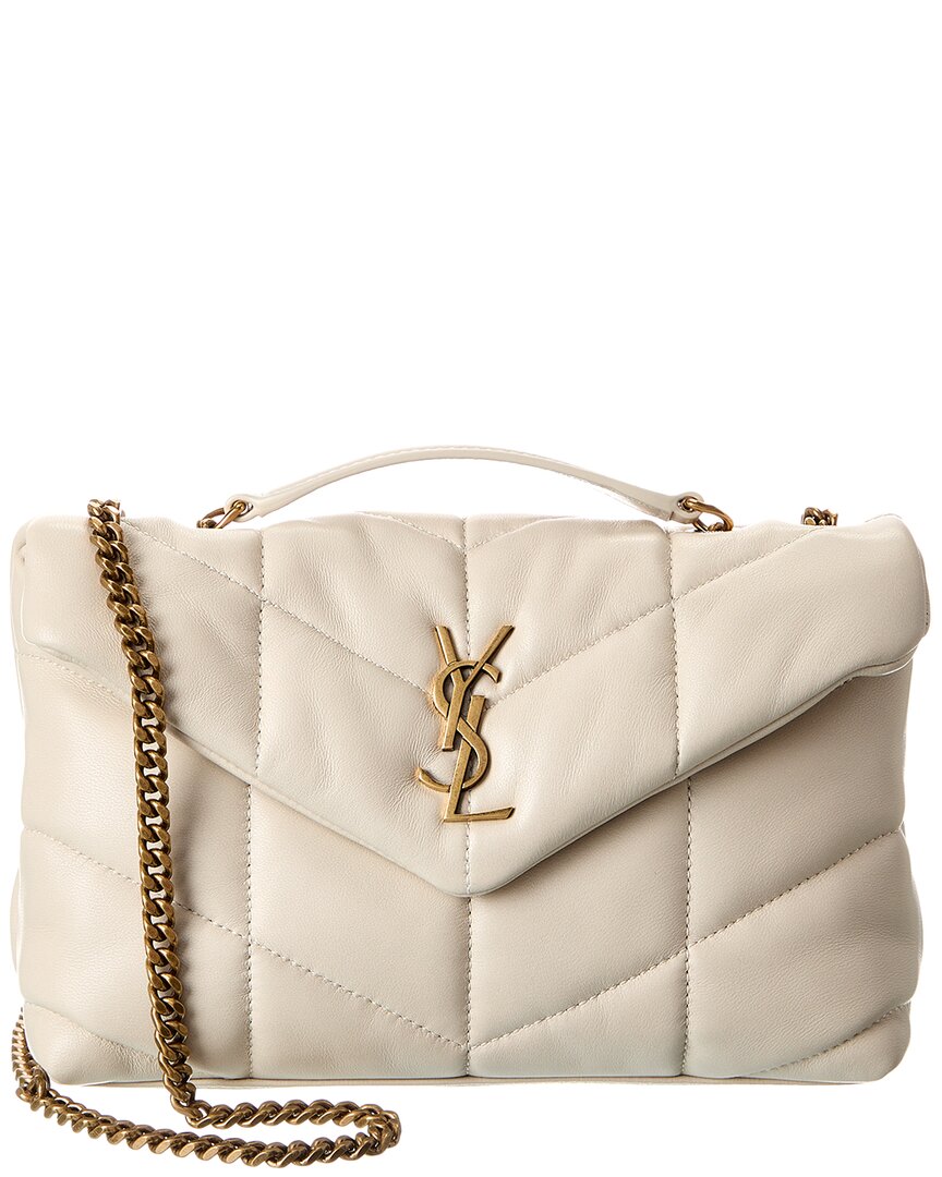 Saint Laurent Toy Puffer Leather Shoulder Bag In Beige