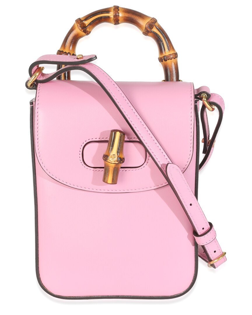 Gucci Pink Leather Smooth Bamboo Top Handle 1947 Convertible Backpack  (authentic Pre-loved) In Pink