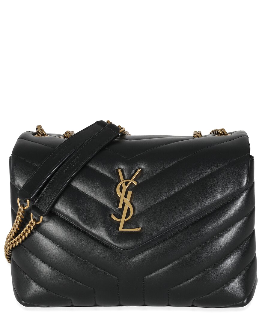 Saint Laurent Black Leather Y Quilted Monogram Small Loulou Chain Satchel  (authentic Pre-loved)