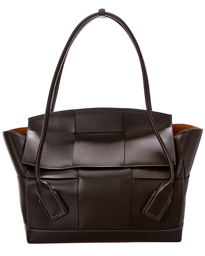 Image of Bottega Veneta Acro  Fold-Over Maxi Intrecciato Leather Shoulder Bag
