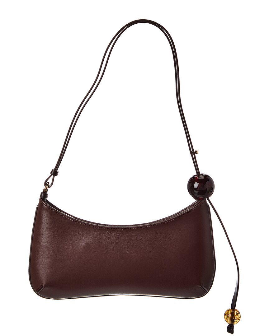 Jacquemus Bisou Perle Leather Hobo Bag In Brown
