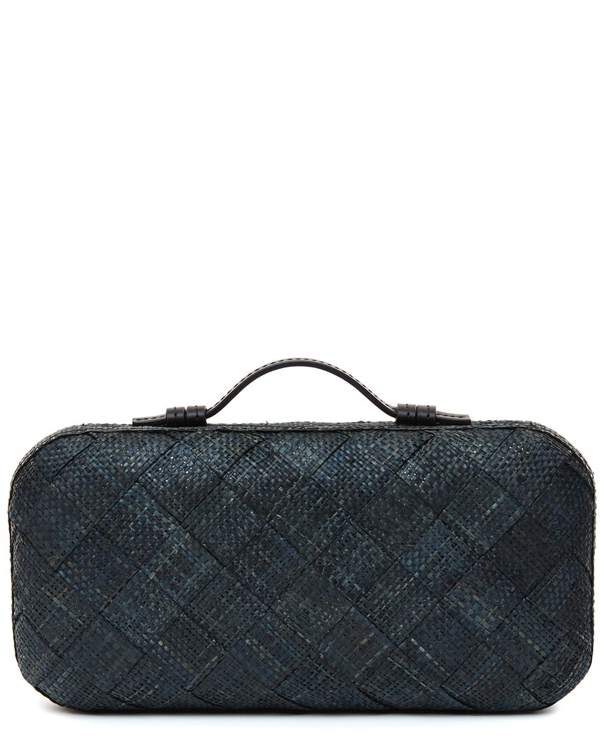 Poolside The Origami Scallop Straw Clutch In Blue