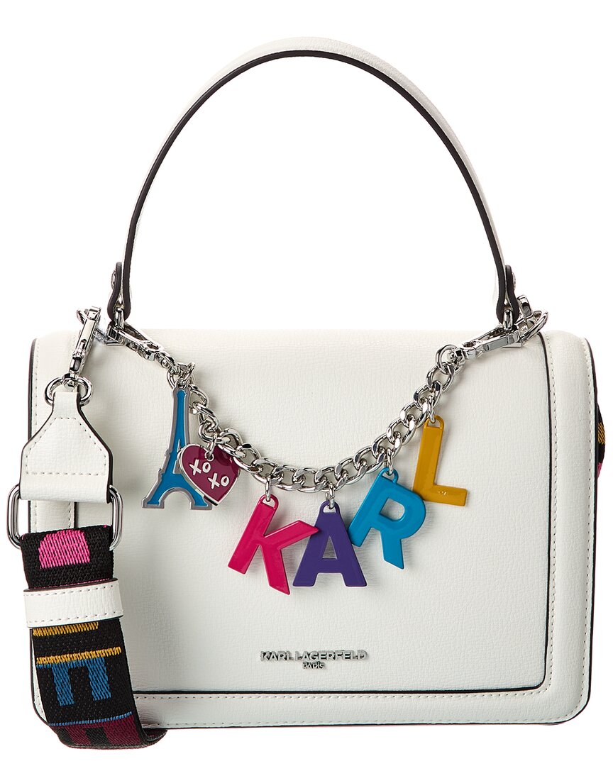 Karl Lagerfeld Simone Leather Crossbody In White