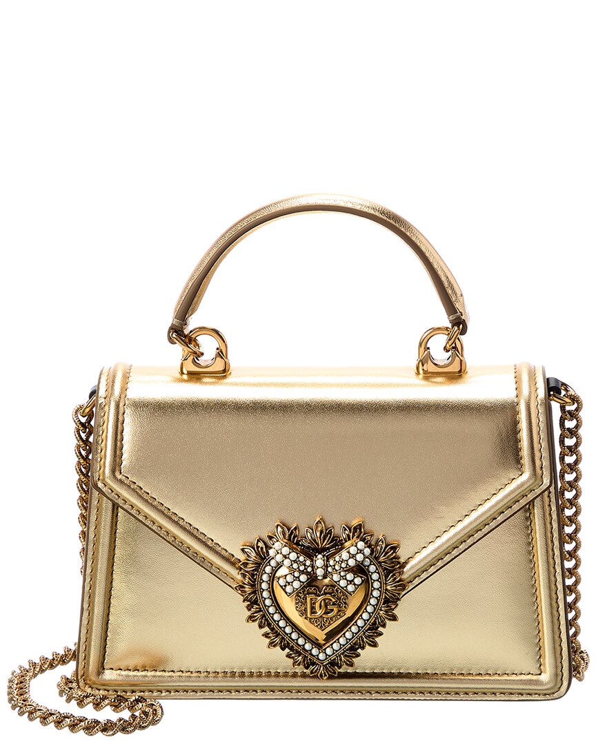 Dolce & Gabbana Devotion Mini Metallic Leather Top-Handle Bag