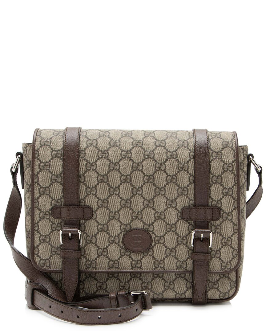Gucci Gg Supreme Double Buckle Messenger (authentic Pre-loved)