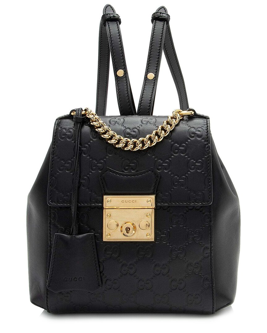 Gucci Ssima Leather Padlock Backpack (authentic Pre-loved)