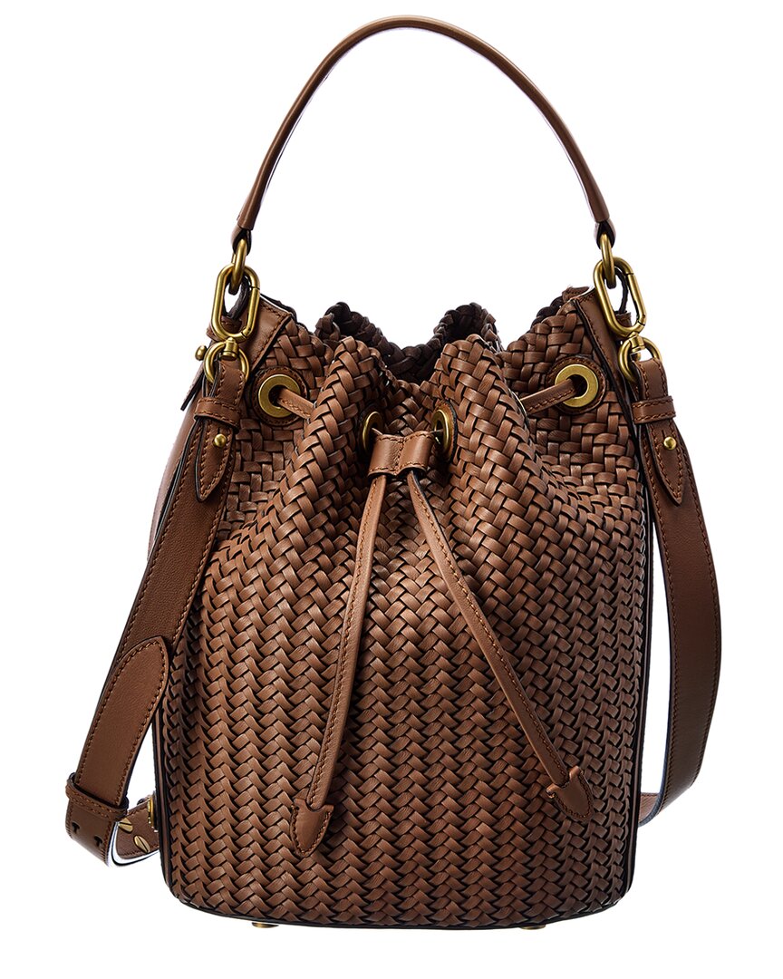 Michael Kors Collection Woven Leather Bucket Bag In Brown | ModeSens