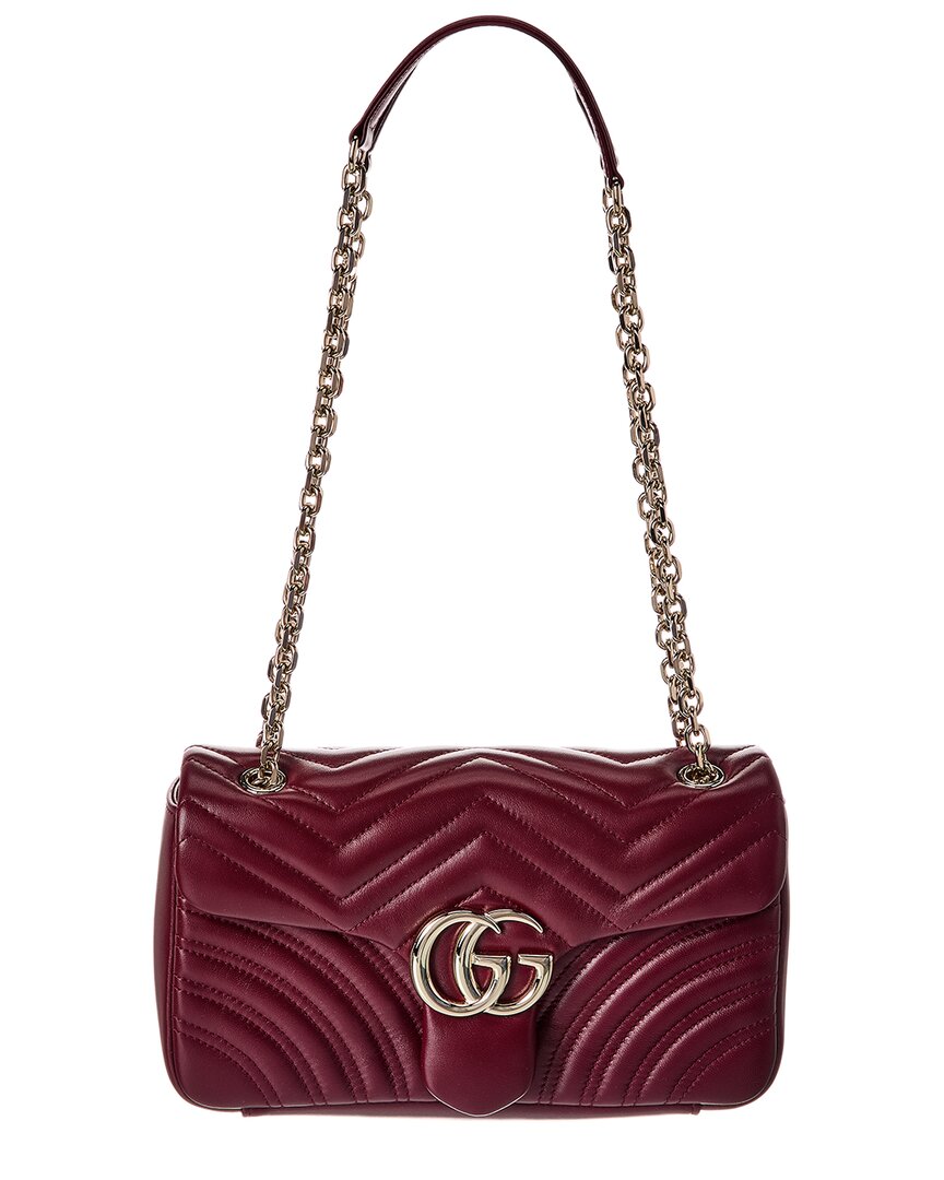 Gucci Gg Marmont Leather Shoulder Bag In Red