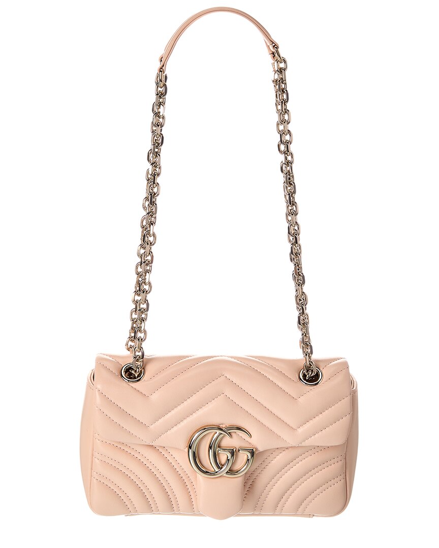 Gucci Gg Marmont Small Leather Shoulder Bag In Pink