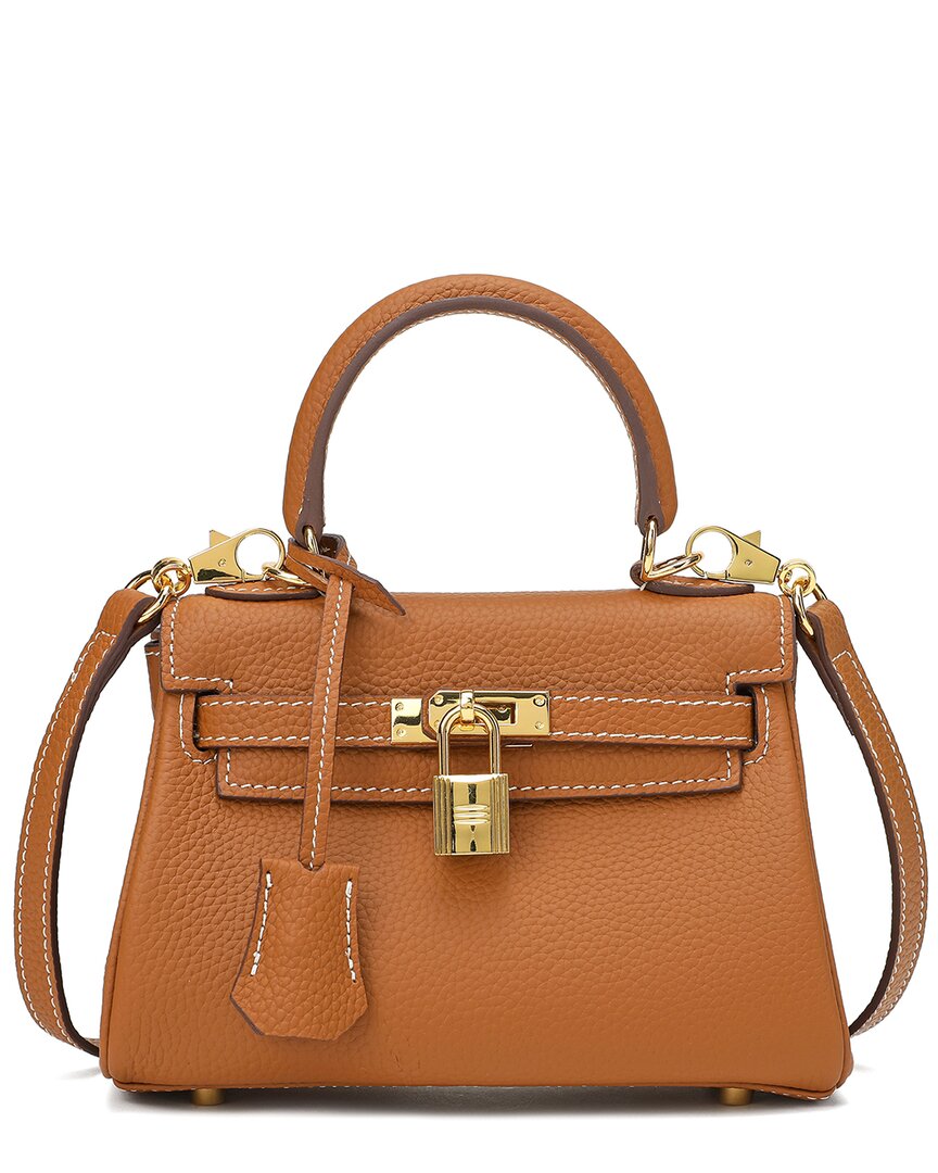 Tiffany & Fred Paris Mini Grained Leather Satchel In Brown