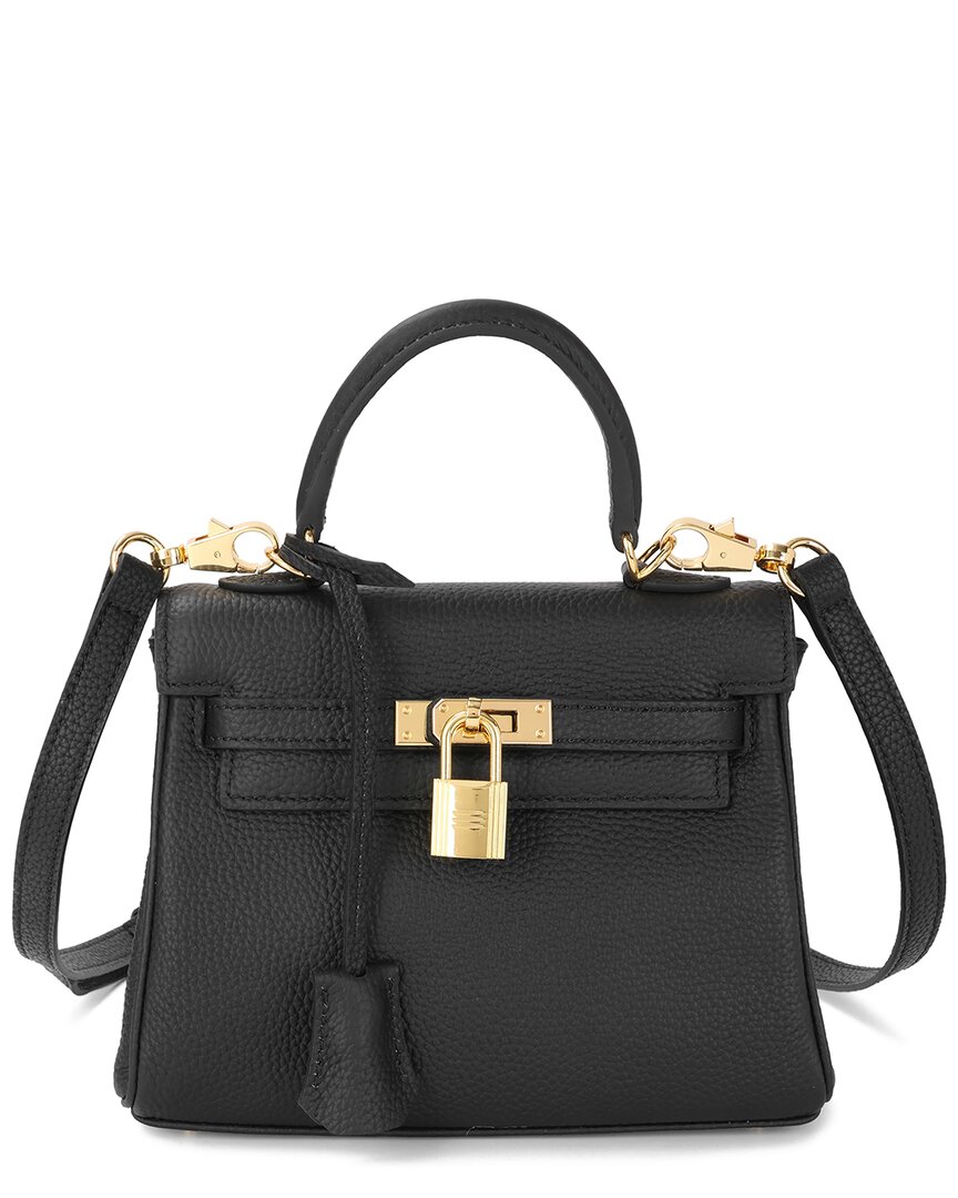 Tiffany & Fred Paris Mini Grained Leather Satchel In Black