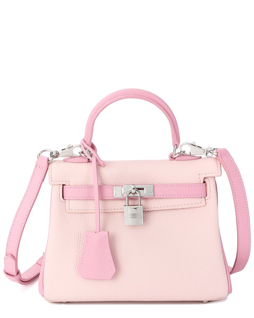 Tiffany & Fred Paris Mini Grained Leather Satchel In Pink