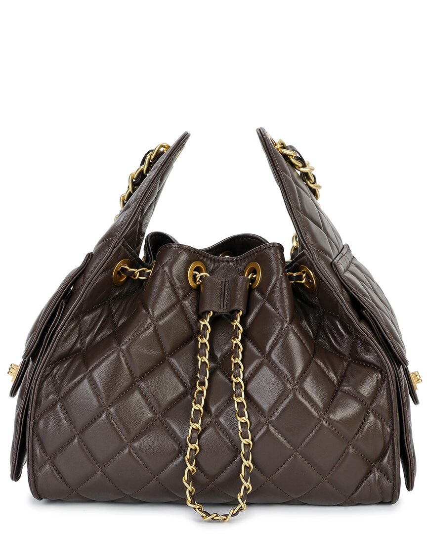 Tiffany & Fred Paris Quilted Leather Shoulder Bag In Brown