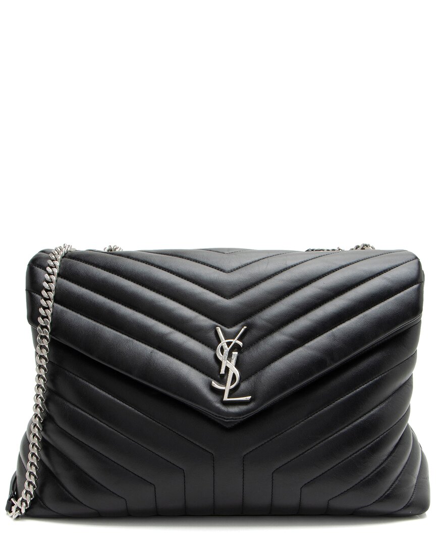 Saint Laurent Black Calfskin Loulou Chain Large Shoulder Bag (authentic Pre-loved)