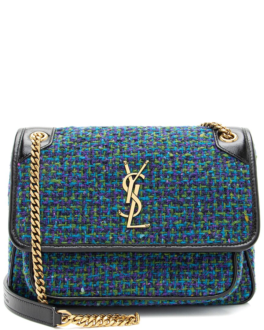 Saint Laurent Blue Multi Leather & Tweed Niki Baby Shoulder Bag (authentic Pre-loved)