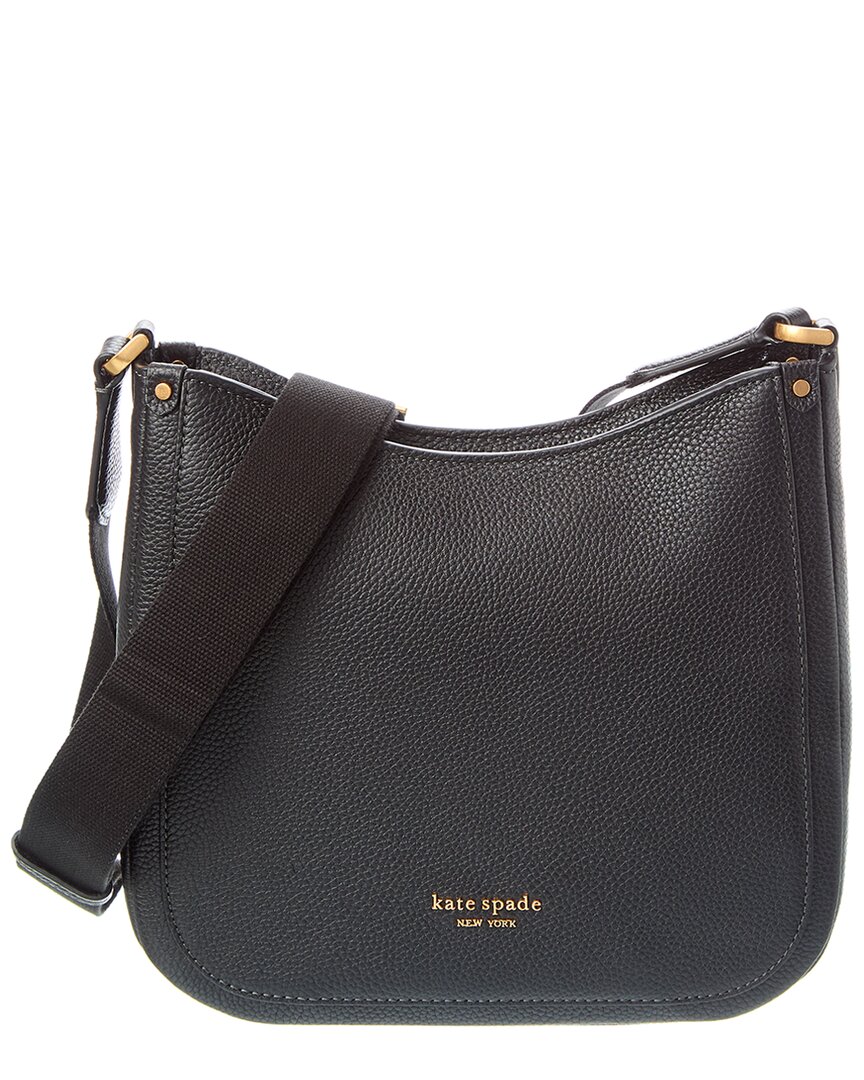 Kate Spade New York Roulette Pebbled Leather Medium Messenger Bag In Black