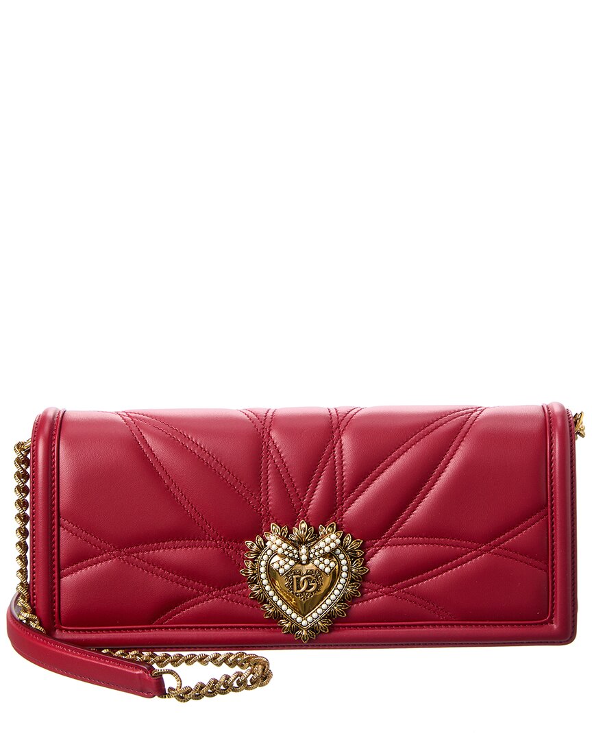 Dolce & Gabbana Quilted Nappa Leather Devotion Baguette Bag In Poppy Red