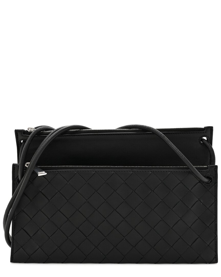 Bottega Veneta Black Intrecciato Flap Crossbody (authentic Pre-loved)