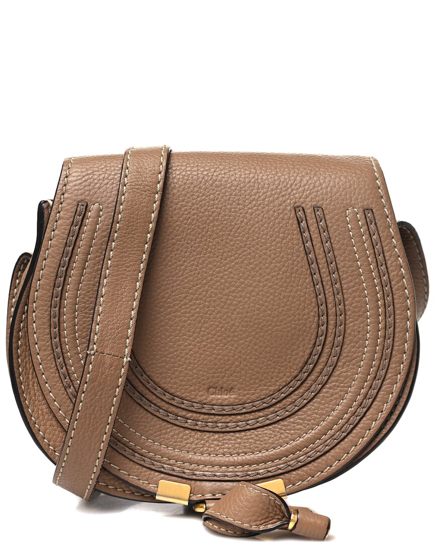 Chloé Nut Grained Calfskin Leather Small Marcie Saddle Bag (authentic Pre-  Loved)